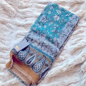 Teal and Brown Shoulder Scarf